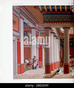 Ancienne mode et style de vie grecs de Geschichte des kostüms dans chronologicher entwicklung (Histoire du costume dans le développement chronologique) par Racinet, A. (Auguste), 1825-1893. Et Rosenberg, Adolf, 1850-1906, Volume 1 imprimé à Berlin en 1888 Banque D'Images