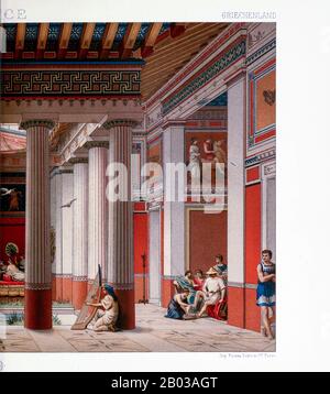 Ancienne mode et style de vie grecs de Geschichte des kostüms dans chronologicher entwicklung (Histoire du costume dans le développement chronologique) par Racinet, A. (Auguste), 1825-1893. Et Rosenberg, Adolf, 1850-1906, Volume 1 imprimé à Berlin en 1888 Banque D'Images