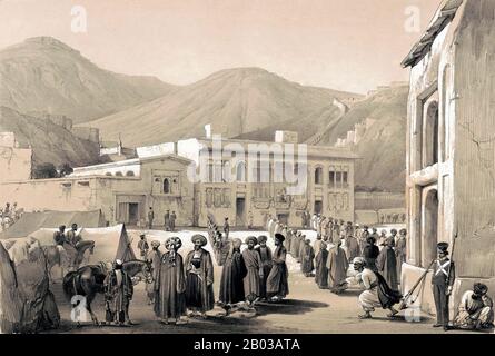 La première guerre anglo-afghane a été combattue entre l'Inde britannique et l'Afghanistan de 1839 à 1842. C'était l'un des premiers conflits majeurs du Grand jeu, la compétition du XIXe siècle pour le pouvoir et l'influence en Asie centrale entre le Royaume-Uni et la Russie, Et a également marqué l'un des pires revers infligés à la puissance britannique dans la région après la consolidation de British Raj par la société East India. Banque D'Images