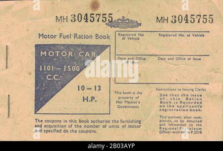 Livre De Ration De Carburant Pour Moteur Des Années 60 Banque D'Images