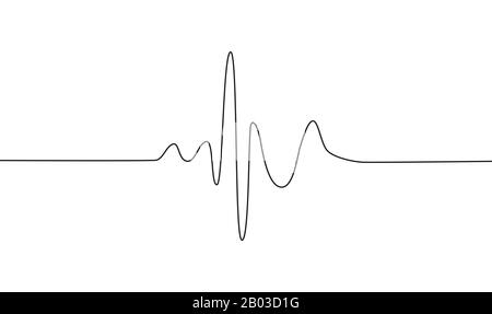 Silhouette de coeur humain et de rythme, ligne noire continue unique. Santé, médecine. Esquisse, mise en plan de contour. Illustration de Vecteur