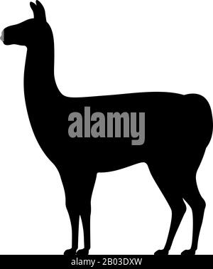 Silhouette de Llama isolée sur blanc. Logo vue latérale icône debout lama silhouette. Illustration de Vecteur