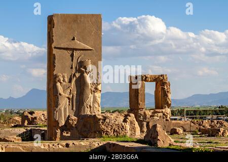 Ruines de l'ancienne ville persane de Persepolis près de Shiraz, Iran Banque D'Images