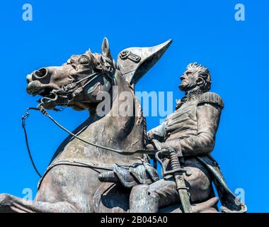 Andrew Jackson Statue Square Nouvelle statue d'Oreleans Louisiana érigée en 1856 à partir de la même statue en face de la Maison Blanche Banque D'Images