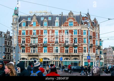 Amsterdam 18 février 2020, l'Hôtel de l'Europe à Amsterdam. Hôtel 5 étoiles situé sur la rivière Amstel, dans le centre d'Amsterdam. Le 19ème-cen Banque D'Images