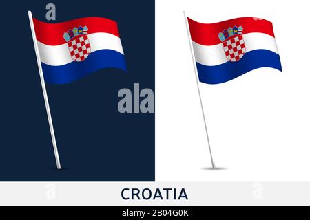 Drapeau vectoriel de Croatie. Battant pavillon national de la Croatie isolé sur fond blanc et sombre. Couleurs officielles et proportion du drapeau. Illustratio vectoriel Illustration de Vecteur