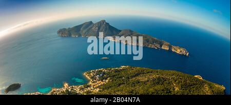 Vue Aérienne, Sa Dragonera, Dragon Island, Andratx, Majorque, Espagne, Europe, Iles Baléares, Cap De Tramuntana, Es, Espana, Phare De Llebeig Banque D'Images