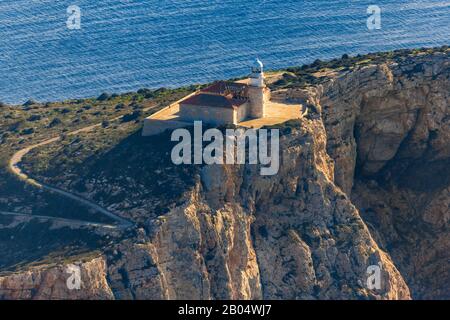 Vue aérienne, sa Dragonera, île de dragon, phare Loin de Llebeig, Andratx, Majorque, Espagne, Europe, Iles Baléares, ES, Espana, Europe, Loin De Ll Banque D'Images