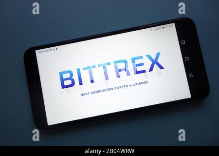 Logo Bittrex crypto-monnaie Exchange affiché sur le smartphone Banque D'Images