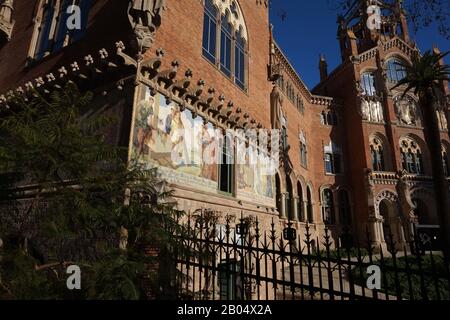 Ancien Hôpital Recinte Modernista De Sant Pau, Barcelone, Espagne Banque D'Images