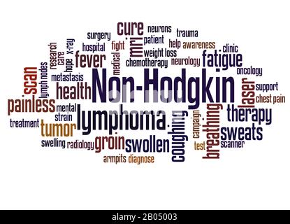 Concept de nuage de mots de lymphome non hodgkinien sur fond blanc. Banque D'Images