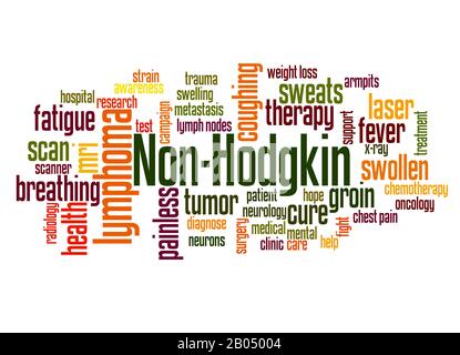 Concept de nuage de mots de lymphome non hodgkinien sur fond blanc. Banque D'Images