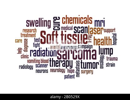 Concept de nuage de mots du sarcome des tissus mous sur fond blanc. Banque D'Images