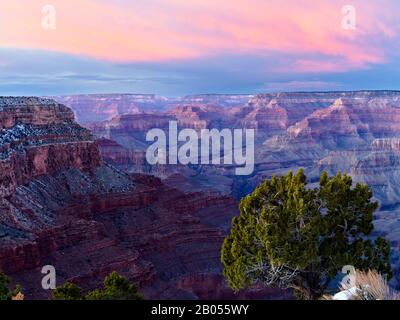 Coucher de soleil dans le Grand Canyon vu du Repos d'Hermit Banque D'Images