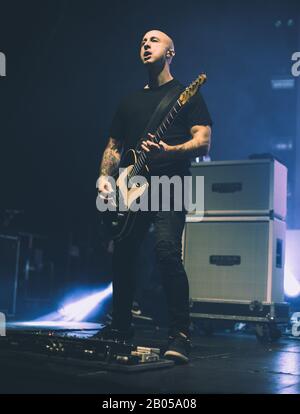 Jeff Stinco dirige le guitariste de Simple plan, en direct à l'entrepôt de l'o2 victoria manchester uk, 13 février 2020 Banque D'Images