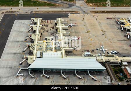 Photo aérienne, Aéroport de Palma, Aéroport de Palma de Majorque, réception, terminal, Palma, Iles Baléares, Espagne, Europe, Majorque, B Banque D'Images