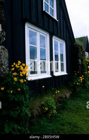 ISLANDE, CÔTE SUD, VILLAGE DE SKOGAR, MUSÉE, ANCIENNE FERME À PARTIR DE 1765 Banque D'Images