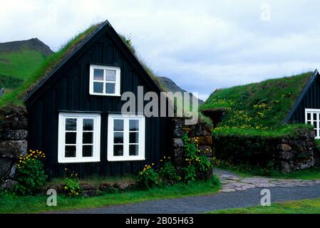 ISLANDE, CÔTE SUD, VILLAGE DE SKOGAR, MUSÉE, ANCIENNE FERME À PARTIR DE 1765 Banque D'Images