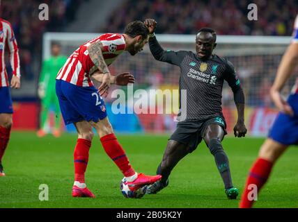 L'Atletico de Madrid Sime Vrsaljko vu en action lors du match de la Ligue des Champions de l'UEFA, tour de 16 première jambe entre l'Atletico de Madrid et le Liverpool FC au stade Wanda Metropolitano de Madrid.(score final; Atletico de Madrid 1:0 Liverpool FC) Banque D'Images