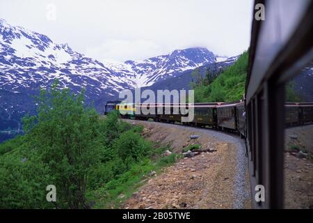 ÉTATS-UNIS, ALASKA, PASSAGE INTÉRIEUR, SKAGWAY, PASSAGE BLANC-CHEMIN DE FER DU YUKON Banque D'Images