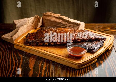 Côtes De Barbecue Et Photographie Alimentaire Brisket Banque D'Images