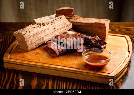 Côtes De Barbecue Et Photographie Alimentaire Brisket Banque D'Images