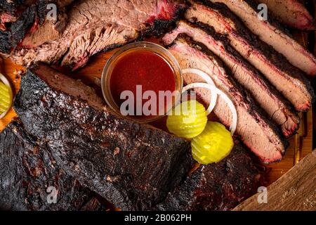 Côtes De Barbecue Et Photographie Alimentaire Brisket Banque D'Images