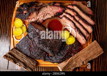 Côtes De Barbecue Et Photographie Alimentaire Brisket Banque D'Images