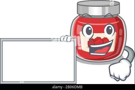 le caractère de dessin animé du concept de confiture de framboises apporte un tableau Illustration de Vecteur