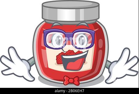 Un concept de dessin animé de la confiture de framboises Geek Illustration de Vecteur