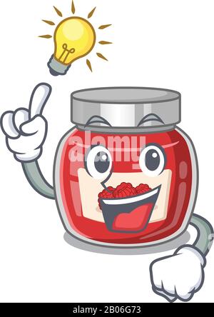 un style de personnage de dessin animé intelligent à la confiture de framboises a un geste d'idée Illustration de Vecteur