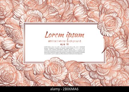 Carte avec fleurs de roses. Motif fleuri et emplacement pour insertion de texte. Carte de vœux ou invitation de mariage. Illustration vectorielle Illustration de Vecteur