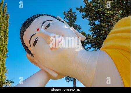 Bouddha allongé dans le parc de la pagode Hong Hien, Fréjus, Var, Provence-Alpes-Côte d'Azur, France Banque D'Images