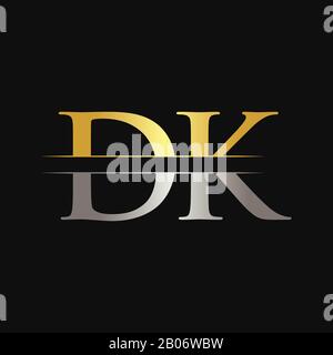 Vecteur De Conception Initiale Du Logo Dk Letter Avec Couleur Or Et Argent. Conception du logo DK Illustration de Vecteur