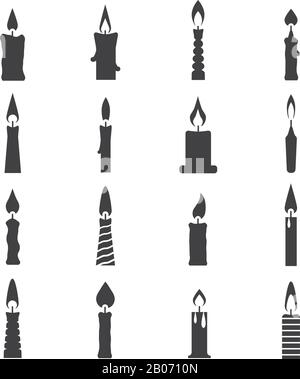 Anniversaire bougies bougies noires icônes isolées sur fond blanc. Illustration vectorielle Illustration de Vecteur