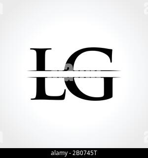 Modèle vectoriel initial LG lettre logo Design. Logo LG à lettre noire abstraite Illustration de Vecteur