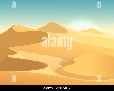 Dunes du désert égyptien vecteur fond de paysage. Du sable dans l'illustration de la nature Illustration de Vecteur