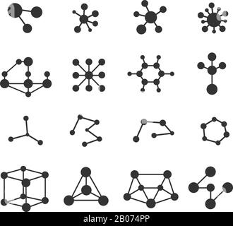 Ensemble de vecteurs d'icônes de molécules. Recherche Atom et illustration de la structure chimique Illustration de Vecteur