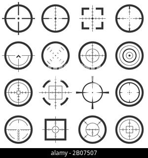 Les icônes vectorielles des réticules sont définies. Cible et visée à l'illustration du taureau Illustration de Vecteur