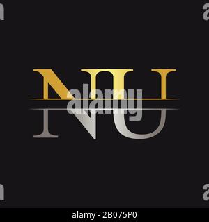 Premier Monogramme Lettre Nu Logo Design Vector Template. Conception Du Logo Lettre Nu Illustration de Vecteur