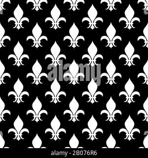 Vecteur fleur de lis modèle sans couture en noir et blanc. Illustration de la décoration de dessin de papier peint Illustration de Vecteur