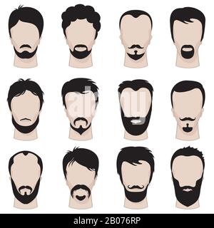 Coupe hippster pour homme, coupe de cheveux, barbe, moustache. Homme de mode à la coupe tendance. Illustration vectorielle Illustration de Vecteur