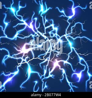 Fond vectoriel sombre Thunder Bolts. Illustration puissante et lumineuse Illustration de Vecteur