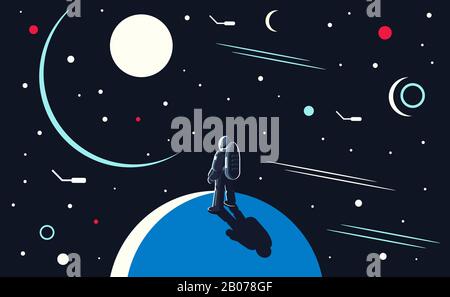 Un astronaute debout sur la planète Illustration de Vecteur
