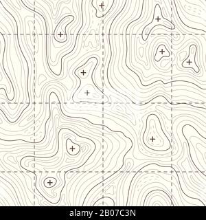 Carte vectorielle topographique sans couture avec élévation des contours. Carte du paysage pour le voyage à l'illustration de la montagne Illustration de Vecteur