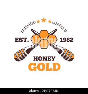 Apiculteur, emblème vectoriel du miel, logo. Illustration de la tenue de l'étiquette et de l'élément isolé Illustration de Vecteur