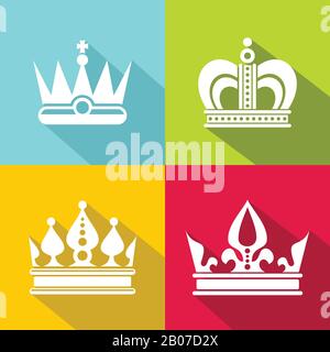 Icônes de couronne blanche sur fond couleur. Élément pour prince ou Queen. Illustration vectorielle Illustration de Vecteur