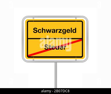 City limit Sign lettering Schwarzgeld - Steuer, impôt - revenus illégaux, Allemagne Banque D'Images