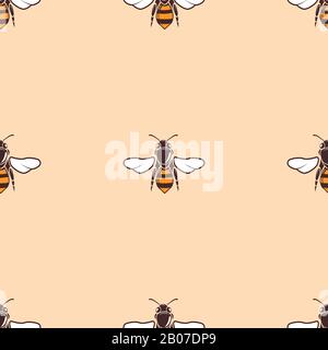 Les abeilles ont un arrière-plan sans couture en beige. Illustration de la conception artistique abstraite Illustration de Vecteur