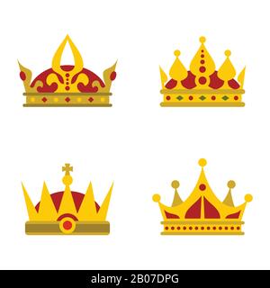 Icônes de couronne de couleur sur fond blanc pour la reine et le prince. Illustration vectorielle Illustration de Vecteur